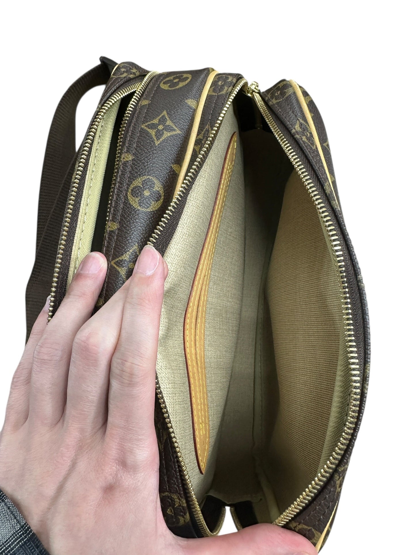 LOUIS VUITTON Monogram Reporter PM Crossbody Bag Brown Gold Hardware | Authentic Pre-Owned Luxury