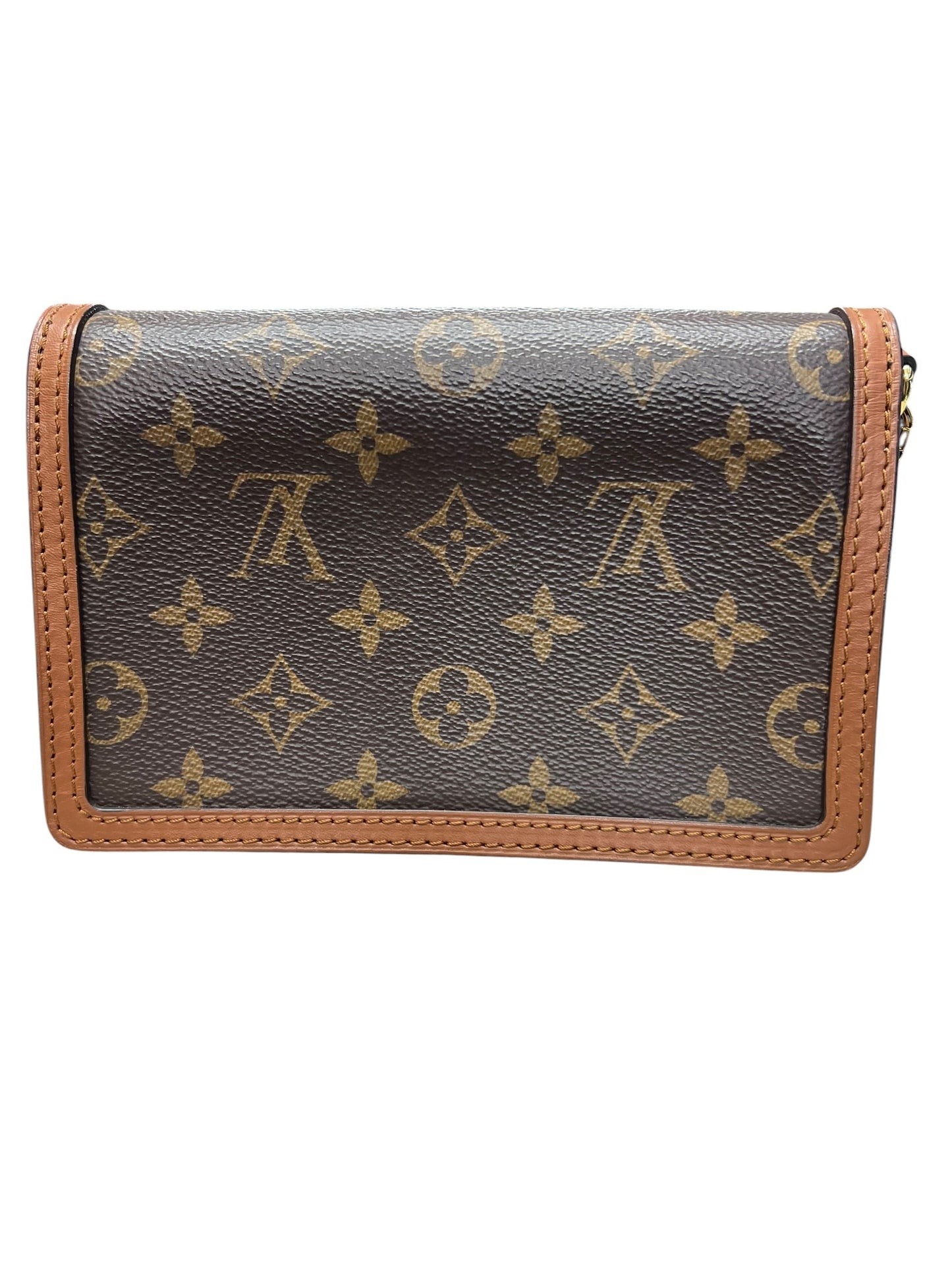 LOUIS VUITTON Monogram Reverse Dauphine Wallet on Chain Brown Gold Hardware | Authentic Pre-Owned Luxury