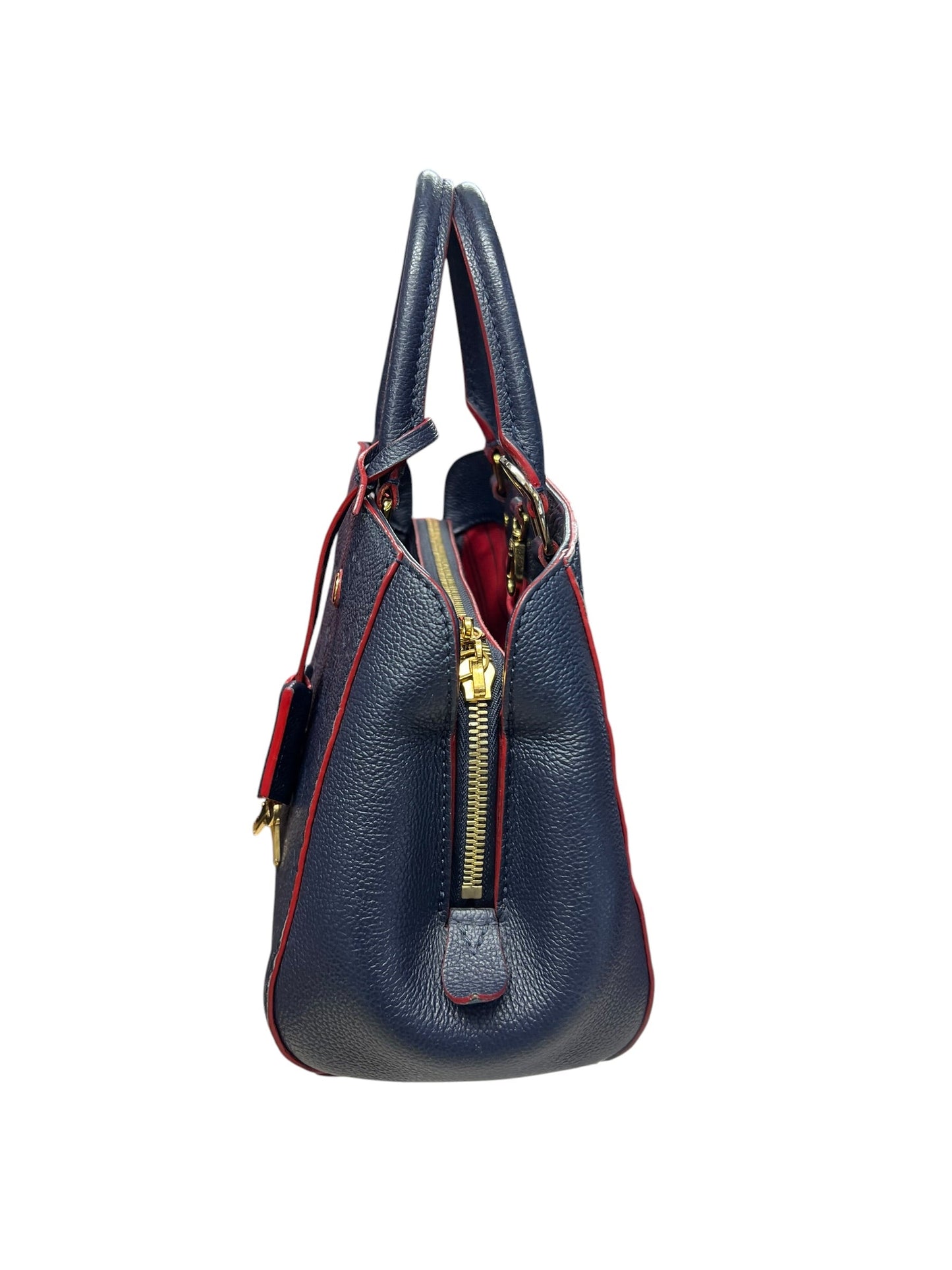 LOUIS VUITTON Monogram Empreinte Montaigne BB Handbag Navy Gold Hardware | Authentic Pre-Owned Luxury