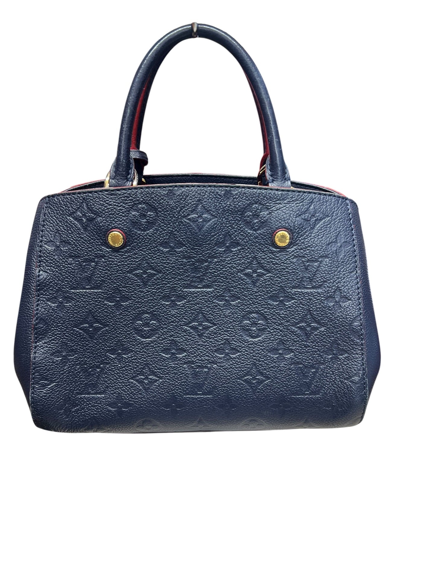 LOUIS VUITTON Monogram Empreinte Montaigne BB Handbag Navy Gold Hardware | Authentic Pre-Owned Luxury