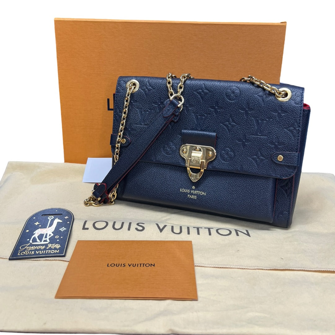 LOUIS VUITTON Monogram Empreinte Vavin PM Shoulder Bag Navy Gold Hardware | Authentic Pre-Owned Luxury