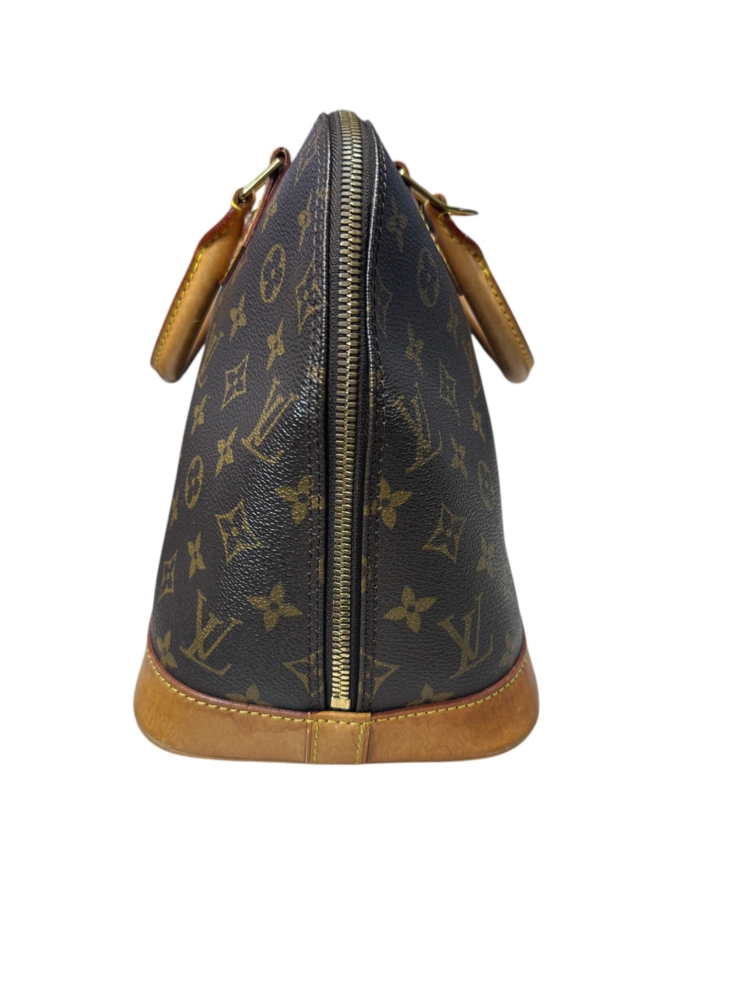 LOUIS VUITTON Monogram Alma Handbag Brown Gold Hardware | Authentic Pre-Owned Luxury