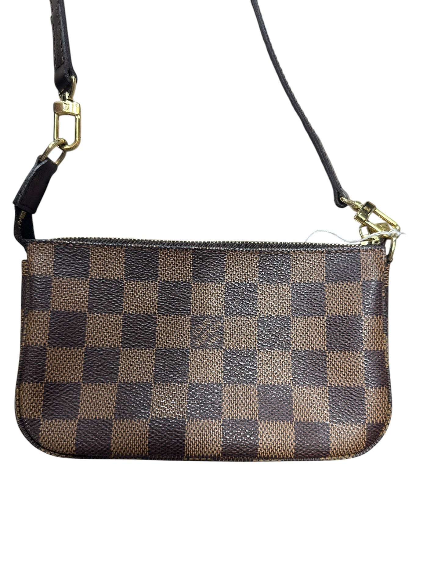 LOUIS VUITTON Damier Ebene Pochette Accessoires Wristlet Brown Gold Hardware | Authentic Pre-Owned Luxury