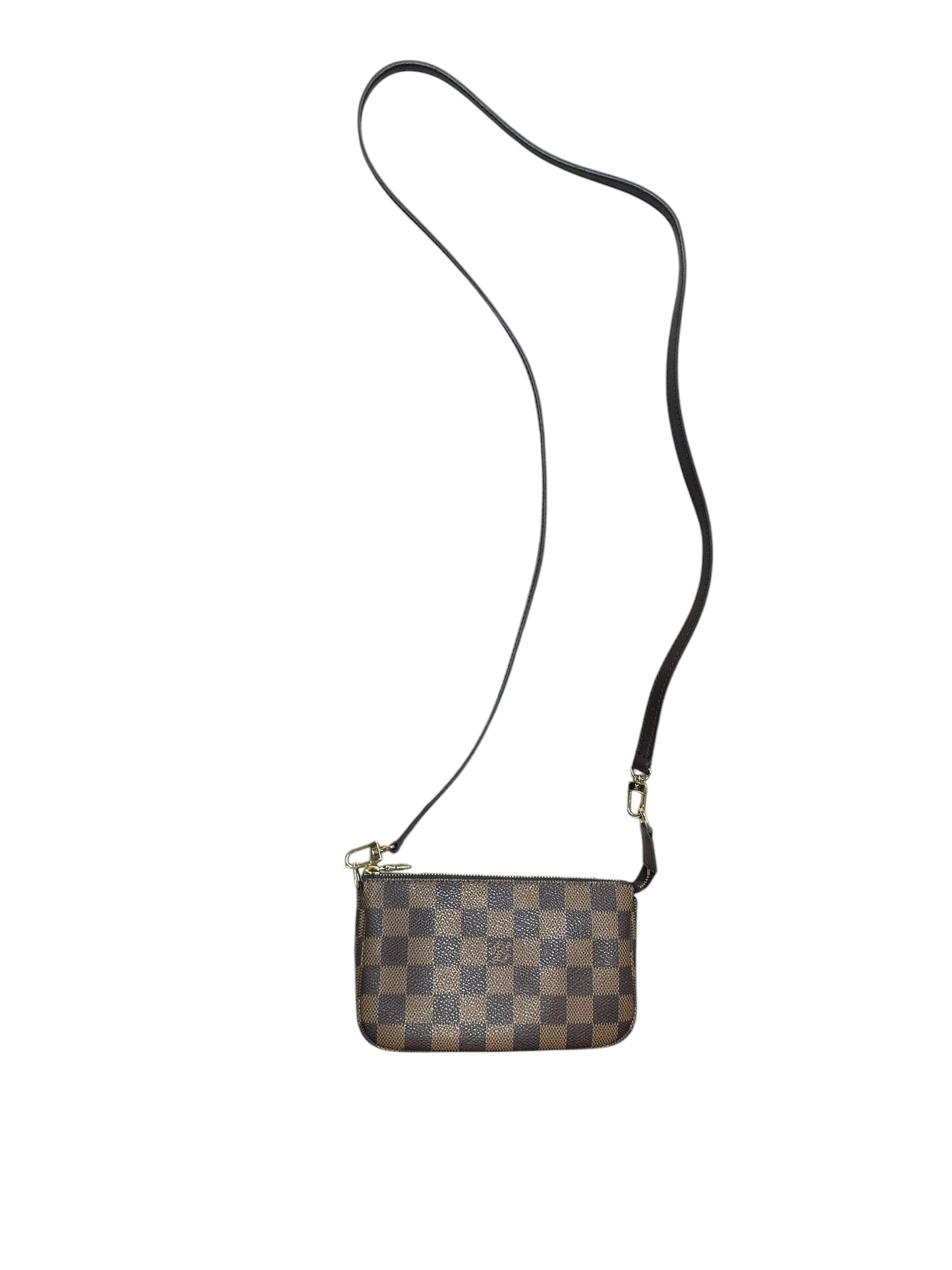 LOUIS VUITTON Damier Ebene Pochette Accessoires Wristlet Brown Gold Hardware | Authentic Pre-Owned Luxury