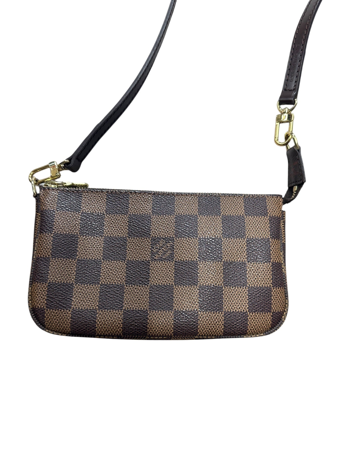 LOUIS VUITTON Damier Ebene Pochette Accessoires Wristlet Brown Gold Hardware | Authentic Pre-Owned Luxury