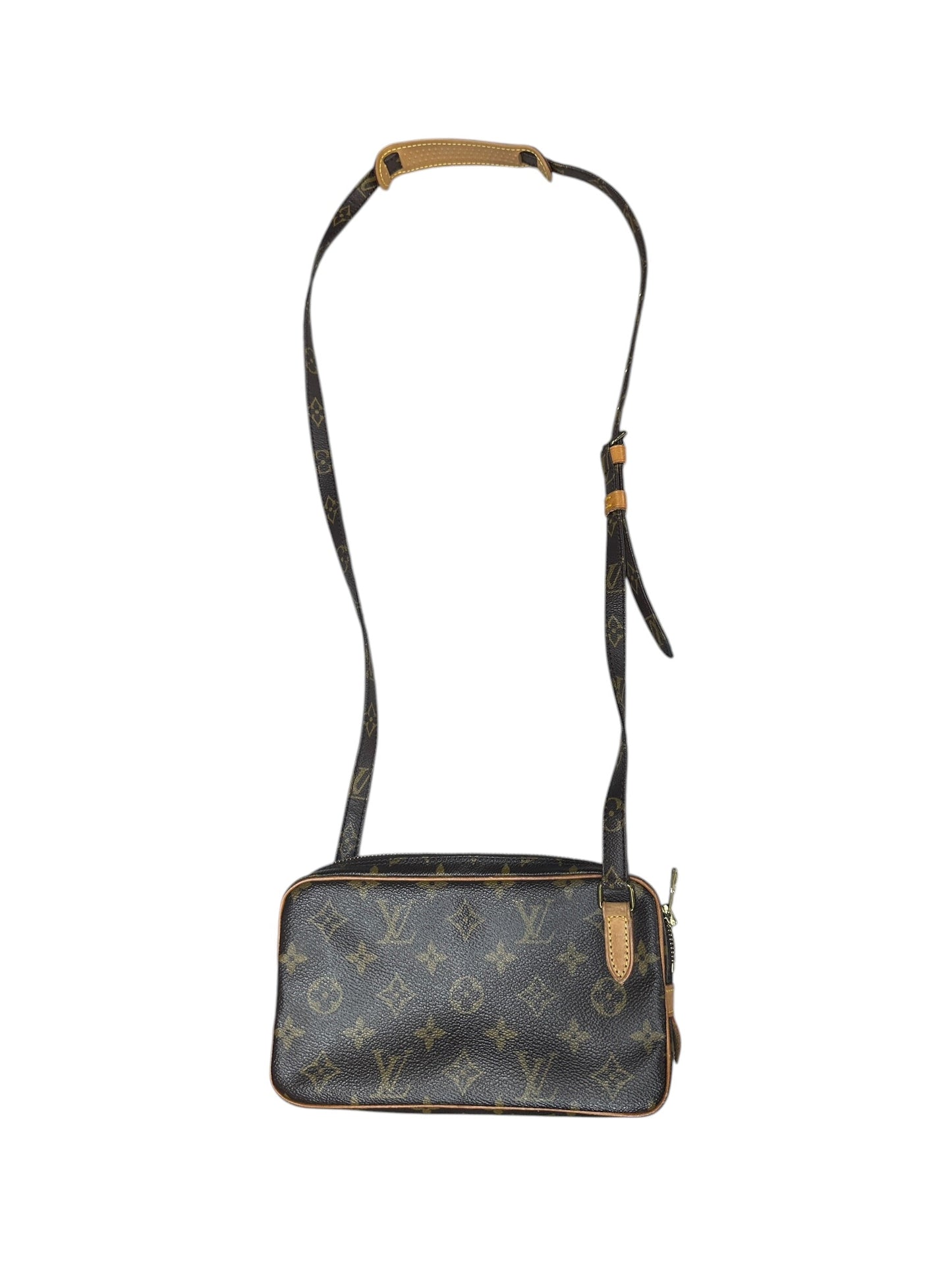 LOUIS VUITTON Monogram Pochette Marly Bandouliere Crossbody Bag Brown Gold Hardware | Authentic Pre-Owned Luxury