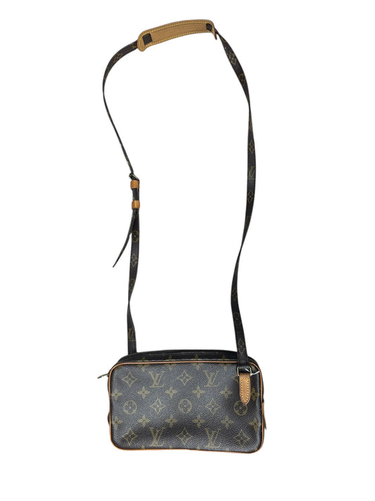 LOUIS VUITTON Monogram Pochette Marly Bandouliere Crossbody Bag Brown Gold Hardware | Authentic Pre-Owned Luxury