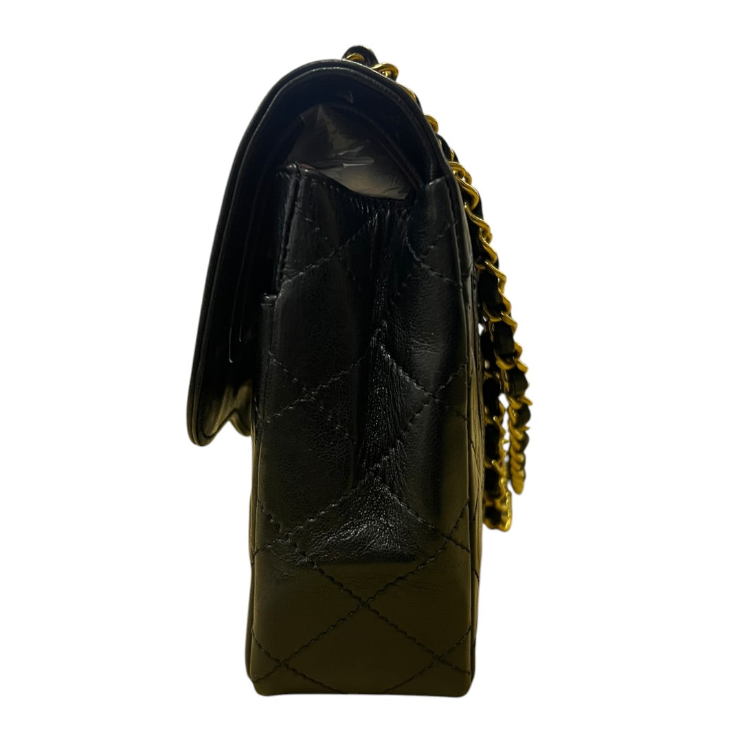 CHANEL Quilted Lambskin Paris Limited Double Flap Shoulder Bag Black Gold Hardware | Authentic Pre-Owned Luxury