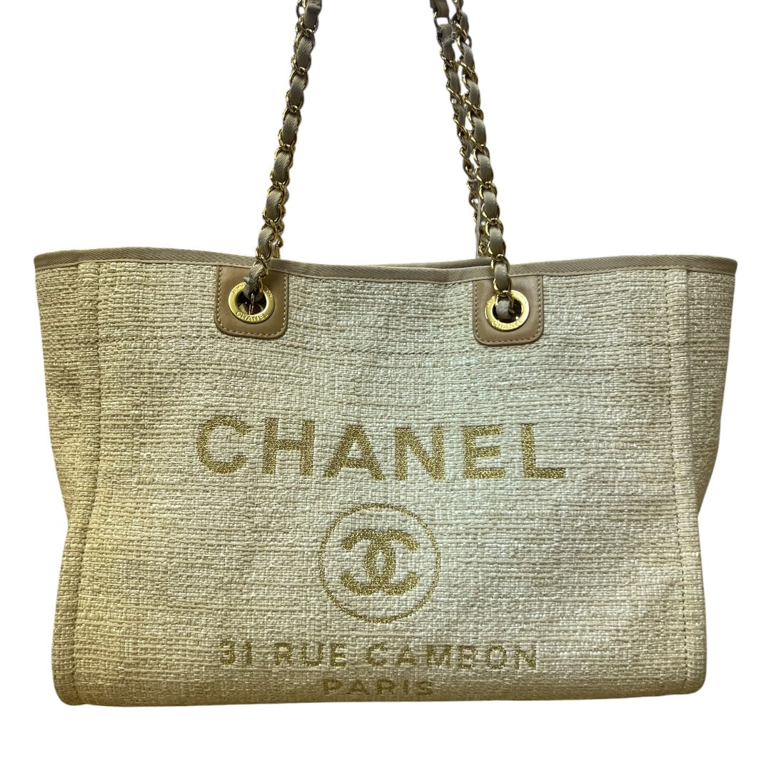 CHANEL Deauville Tote Bag Beige Gold Hardware | Authentic Pre-Owned Luxury