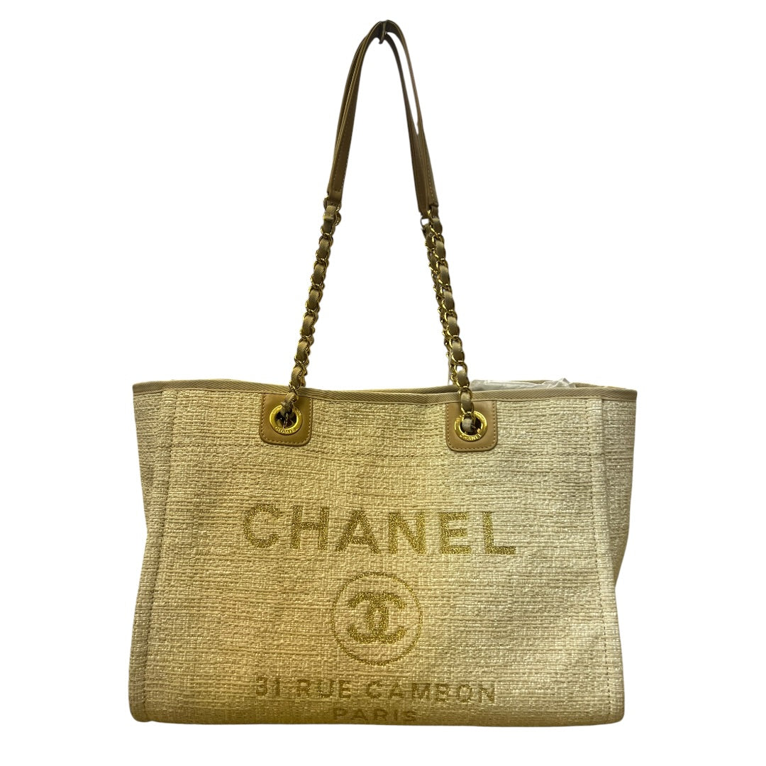 CHANEL Deauville Tote Bag Beige Gold Hardware | Authentic Pre-Owned Luxury