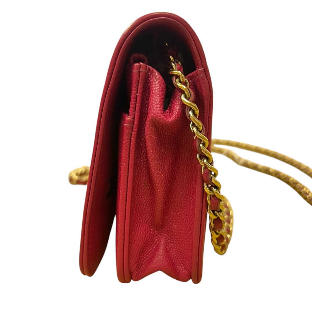 CHANEL Caviar Boy Wallet on Chain Shoulder Bag Pink Gold Hardware | Authentic Pre-Owned Luxury
