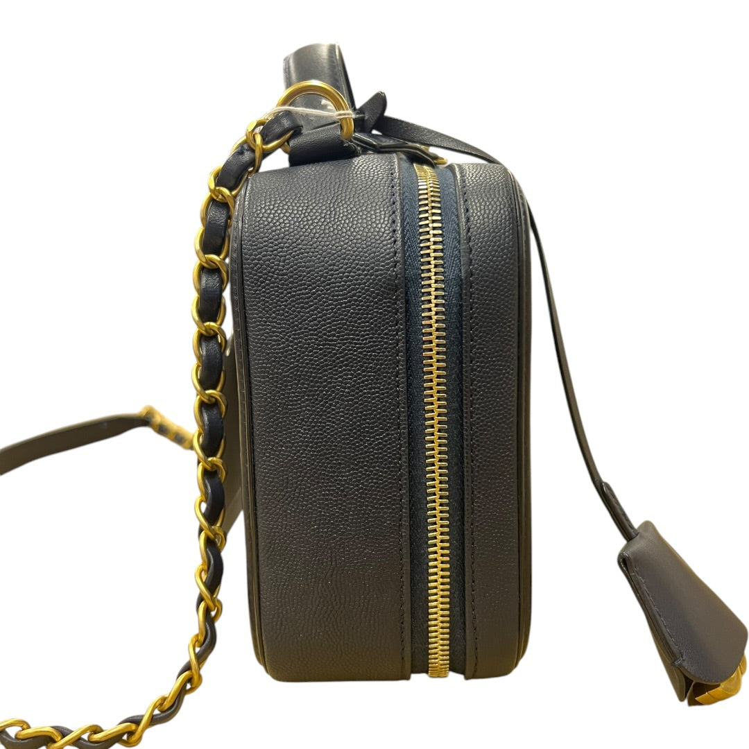 CHANEL Caviar CC Filigree Vanity Case Shoulder Bag Black Gold Hardware | Authentic Pre-Owned Luxury