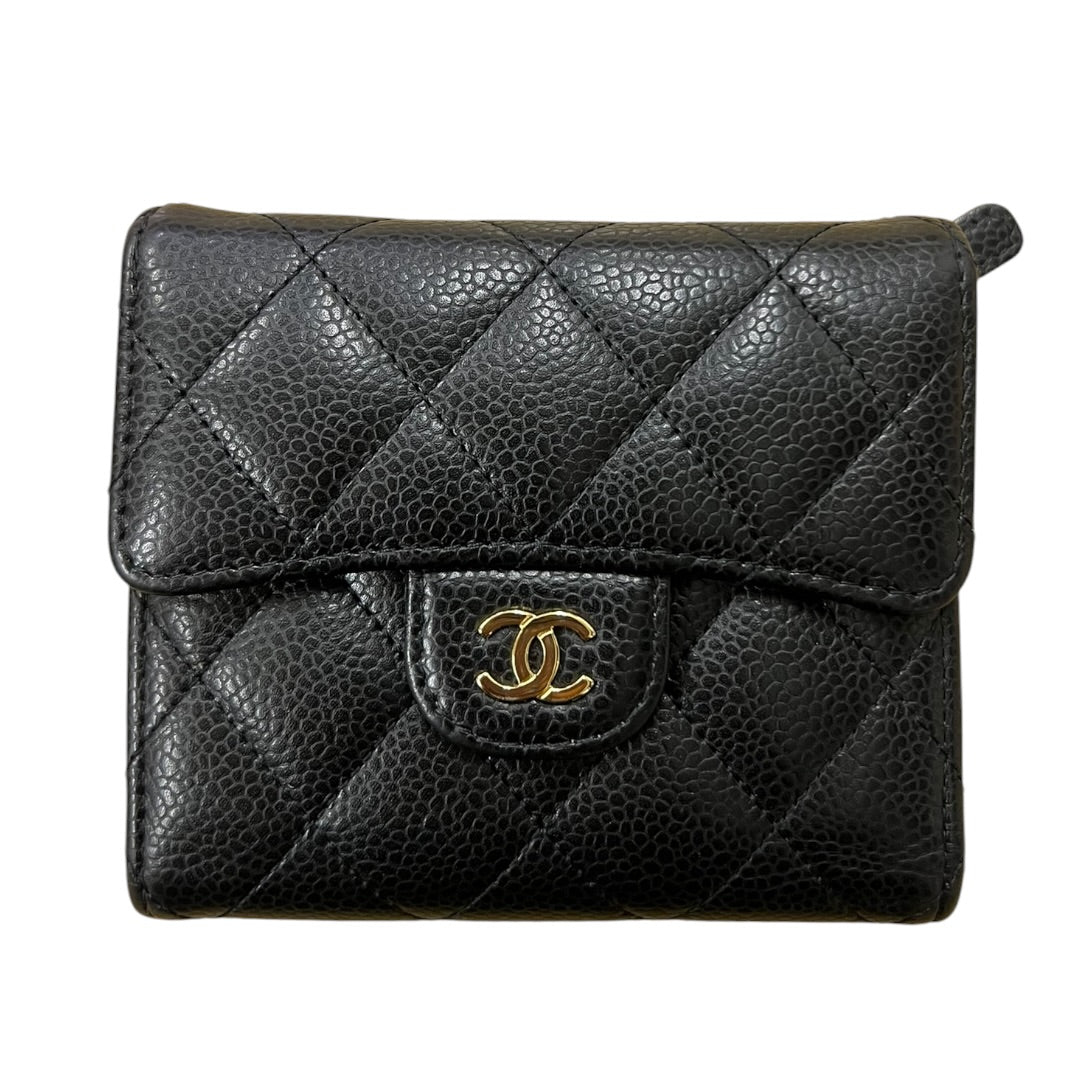 CHANEL Caviar Quilted Classic Small Flap Wallet Black Gold Hardware | Authentic Pre-Owned Luxury