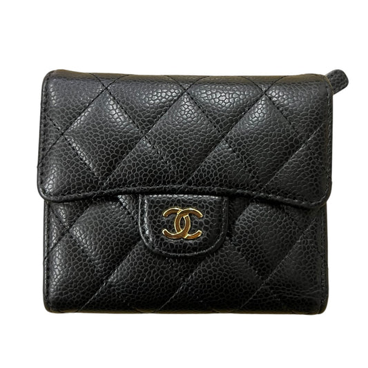 CHANEL Caviar Quilted Classic Small Flap Wallet Black Gold Hardware | Authentic Pre-Owned Luxury