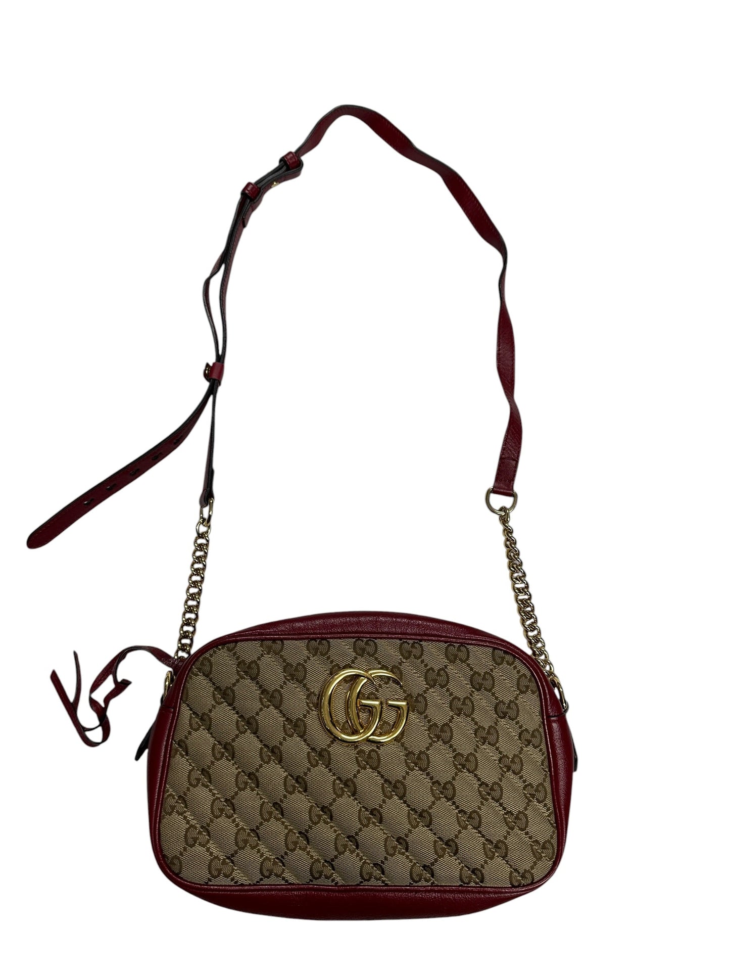 GUCCI GG Canvas Abbey Shoulder Bag Beige/Red Gold Hardware | Authentic Pre-Owned Luxury