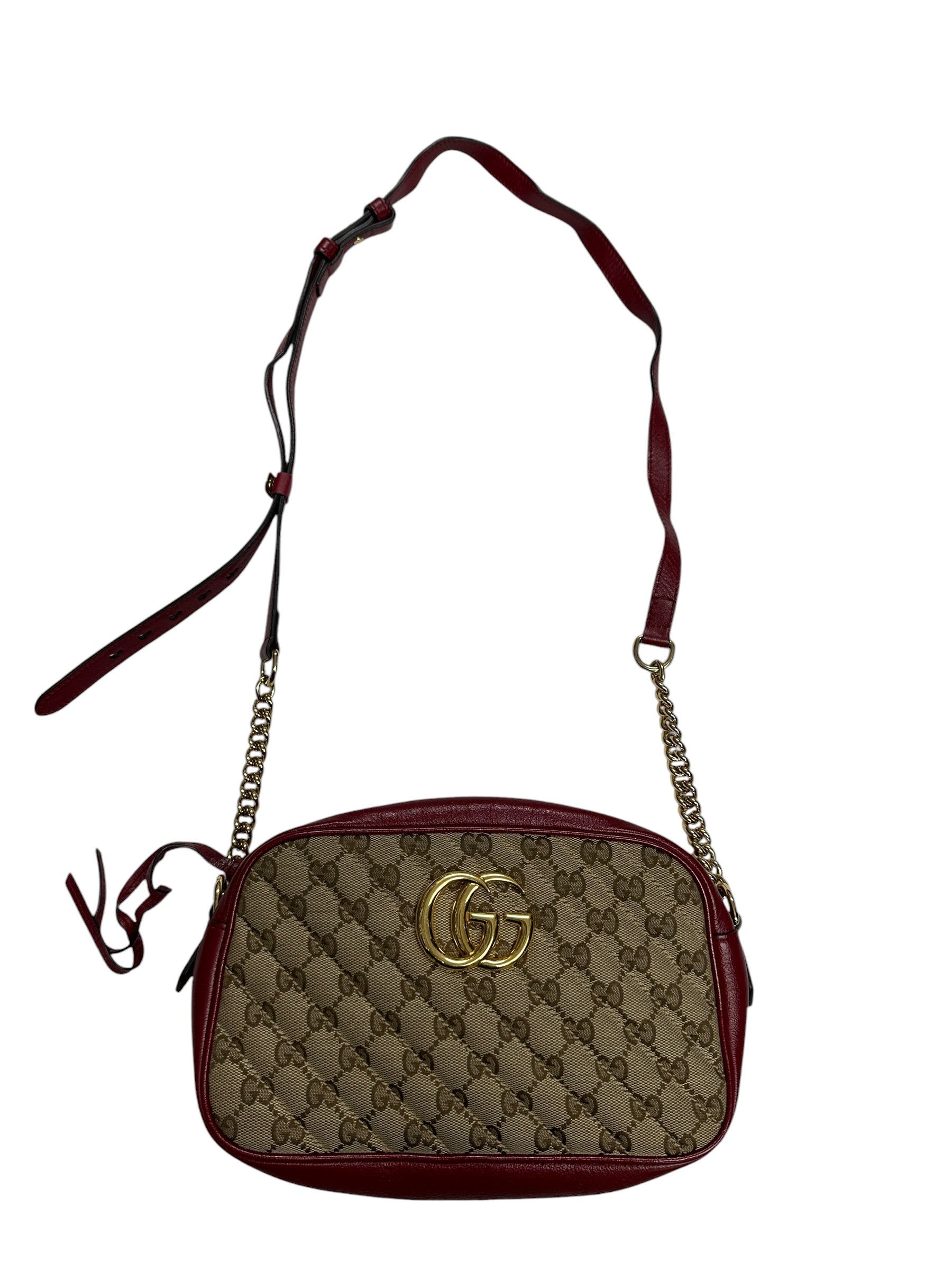 GUCCI GG Canvas Abbey Shoulder Bag Beige/Red Gold Hardware | Authentic Pre-Owned Luxury