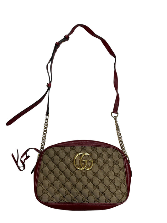 GUCCI GG Canvas Abbey Shoulder Bag Beige/Red Gold Hardware | Authentic Pre-Owned Luxury