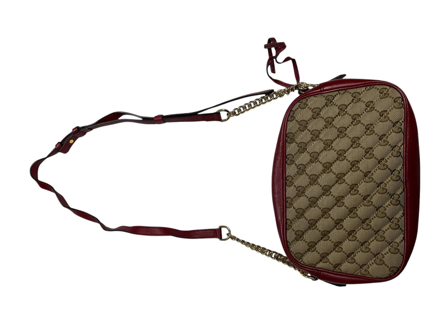 GUCCI GG Canvas Abbey Shoulder Bag Beige/Red Gold Hardware | Authentic Pre-Owned Luxury