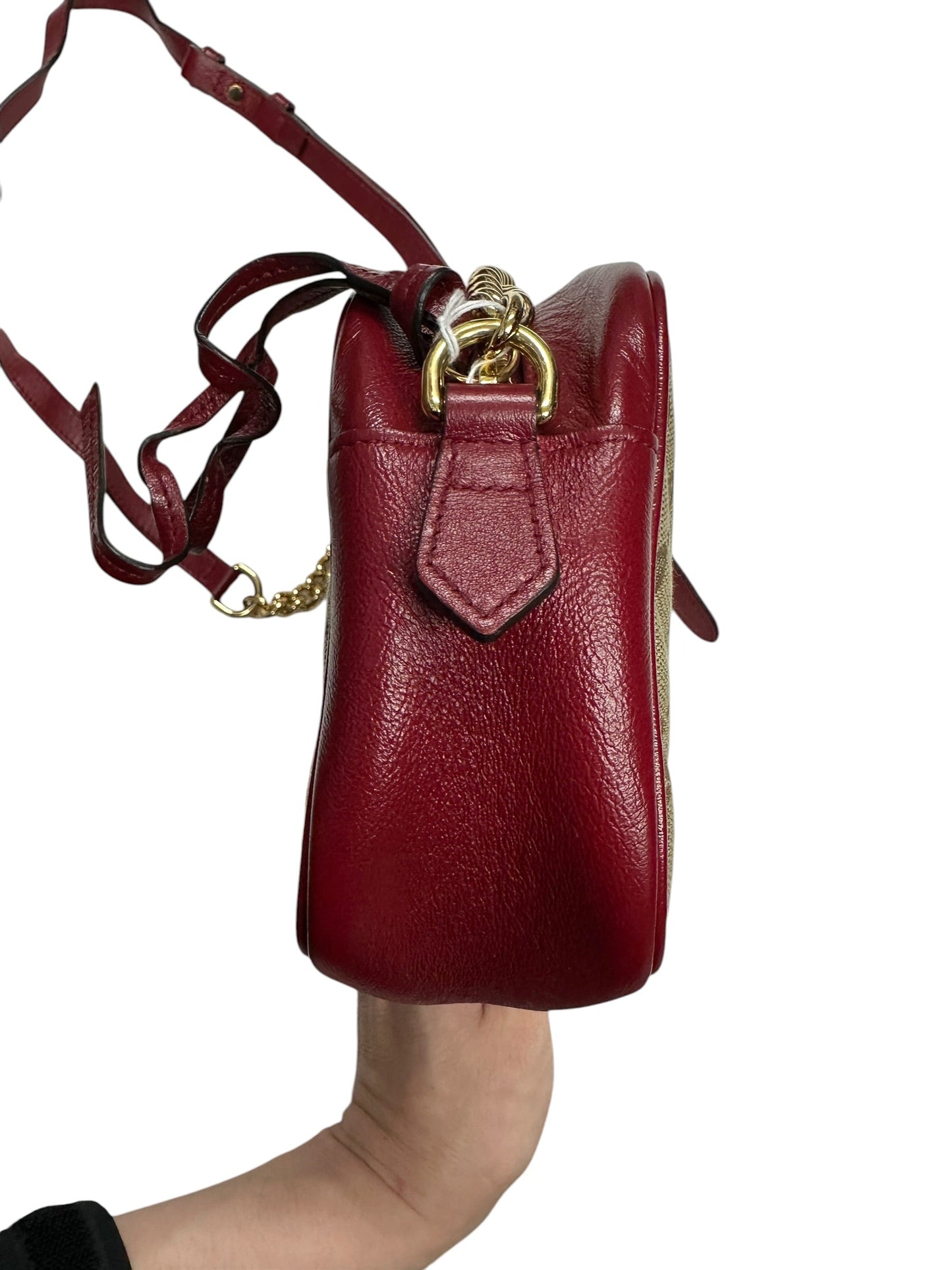GUCCI GG Canvas Abbey Shoulder Bag Beige/Red Gold Hardware | Authentic Pre-Owned Luxury