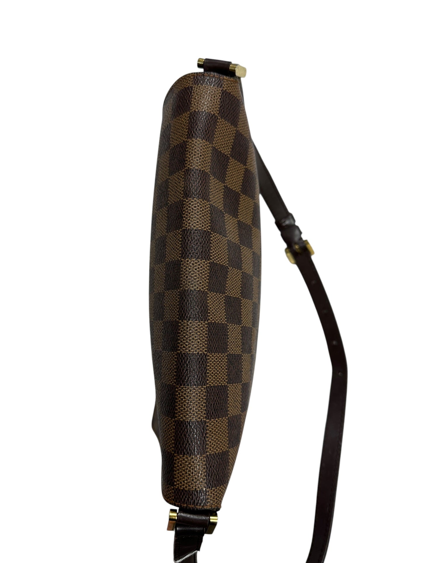 LOUIS VUITTON Damier Ebene Musette Tango Shoulder Bag Brown Gold Hardware | Authentic Pre-Owned Luxury