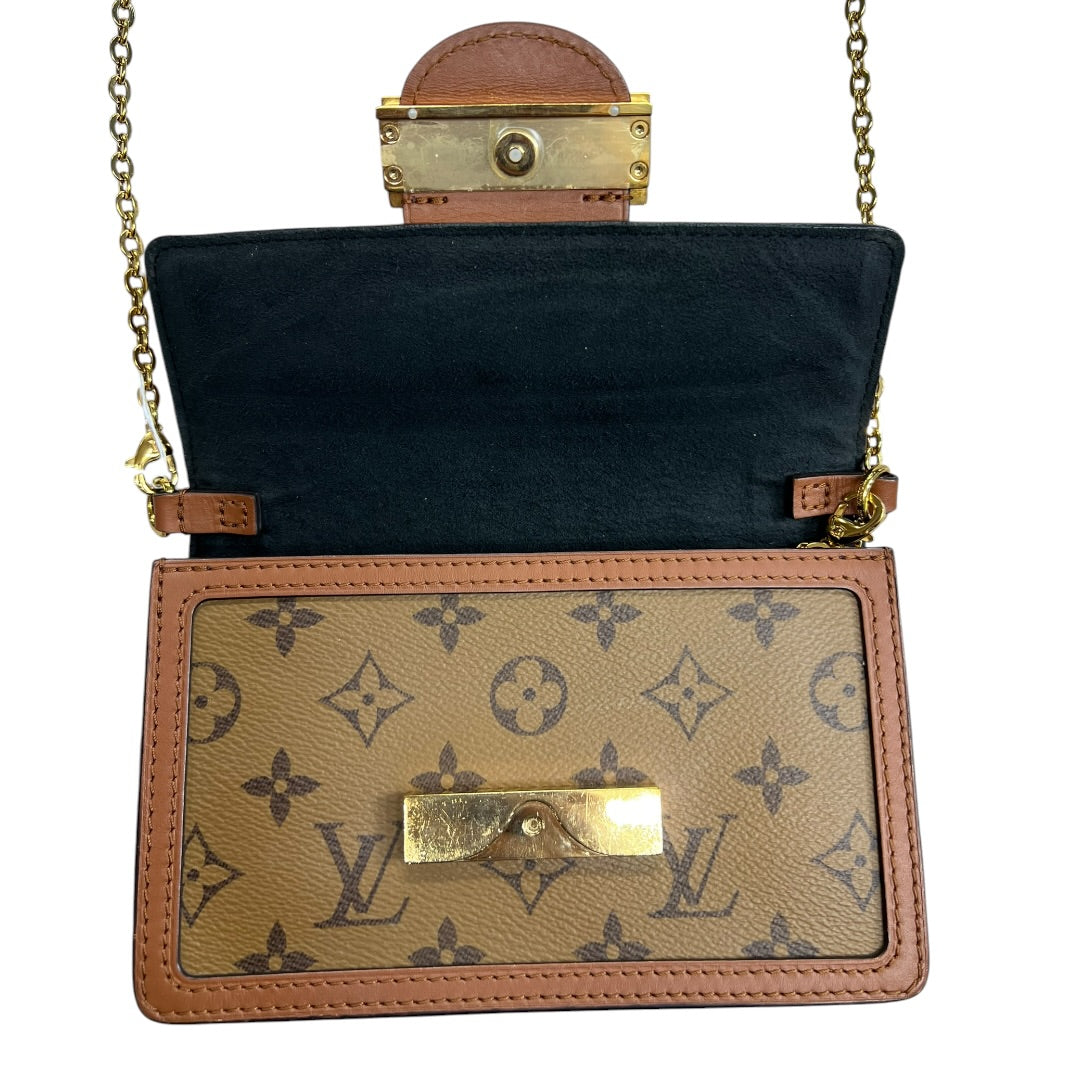 LOUIS VUITTON Monogram Reverse Dauphine Chain Wallet Brown Gold Hardware | Authentic Pre-Owned Luxury