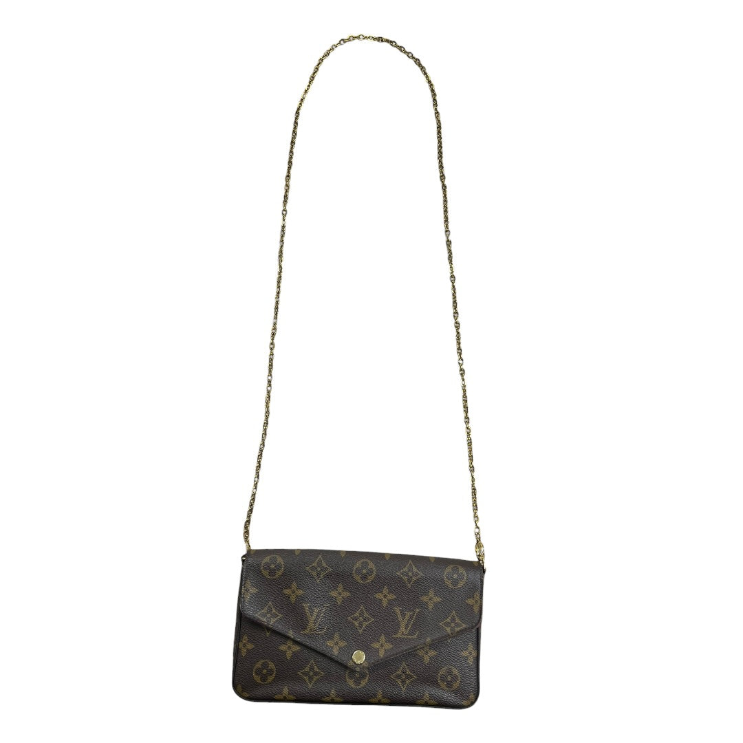 LOUIS VUITTON Monogram Felicie Pochette Chain Wallet Brown Gold Hardware | Authentic Pre-Owned Luxury