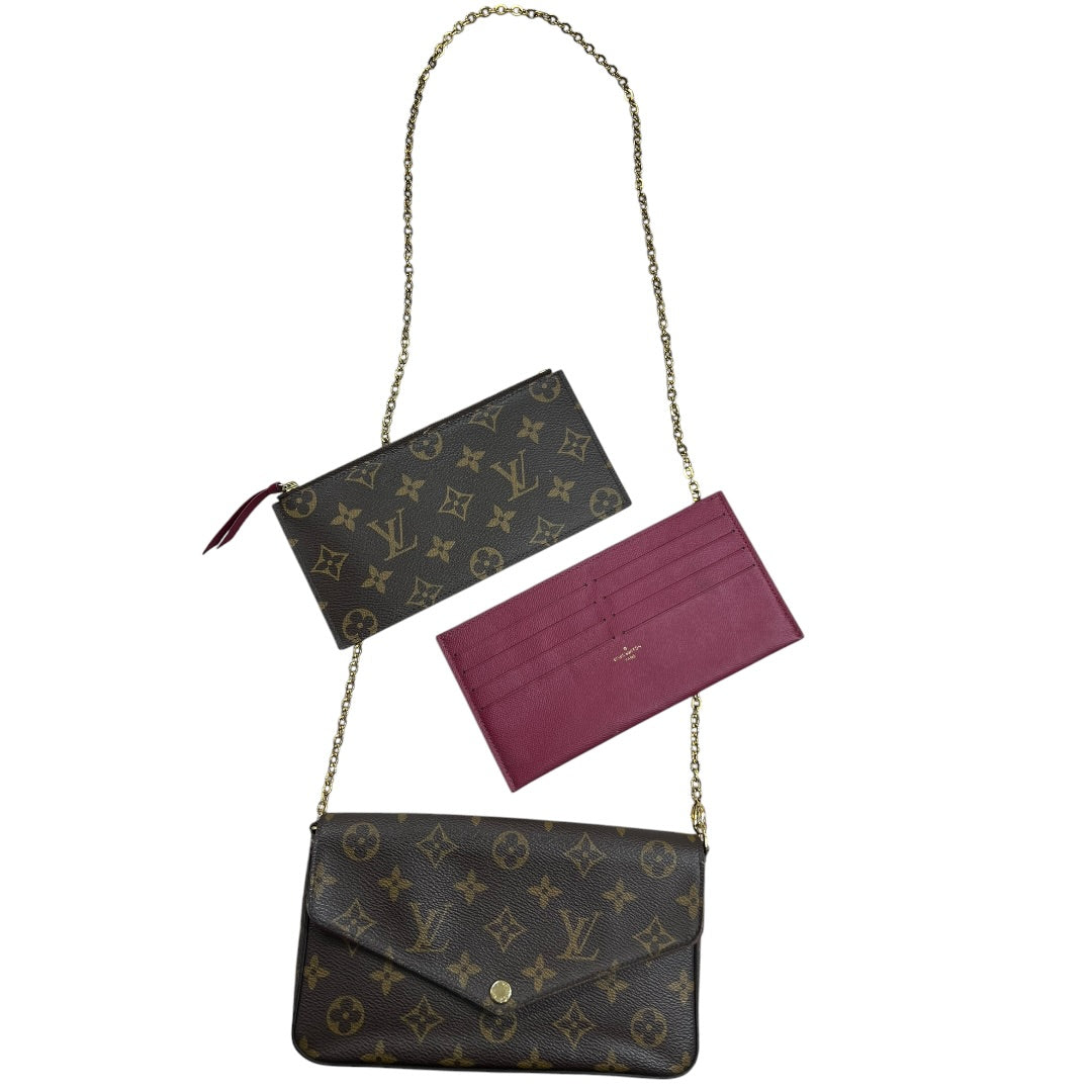 LOUIS VUITTON Monogram Felicie Pochette Chain Wallet Brown Gold Hardware | Authentic Pre-Owned Luxury