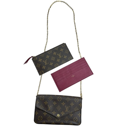 LOUIS VUITTON Monogram Felicie Pochette Chain Wallet Brown Gold Hardware | Authentic Pre-Owned Luxury