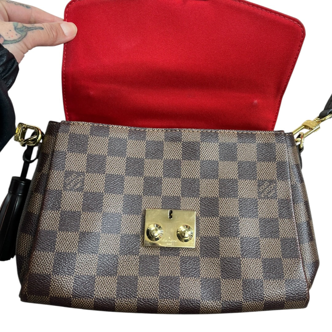LOUIS VUITTON Damier Ebene Croisette Handbag Brown Gold Hardware | Authentic Pre-Owned Luxury