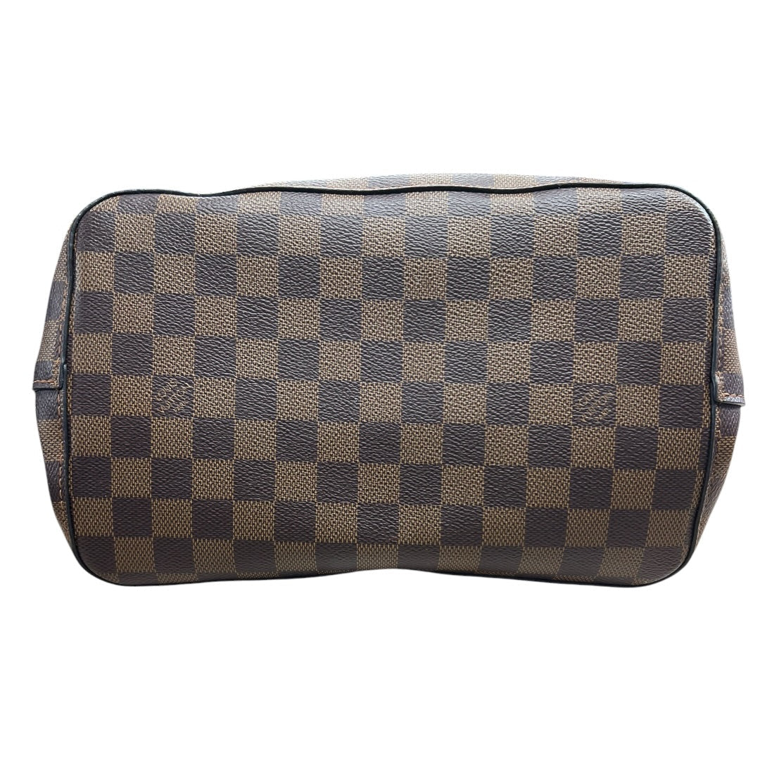 LOUIS VUITTON Damier Ebene NeoNoe BB Bucket Bag Brown Gold Hardware | Authentic Pre-Owned Luxury