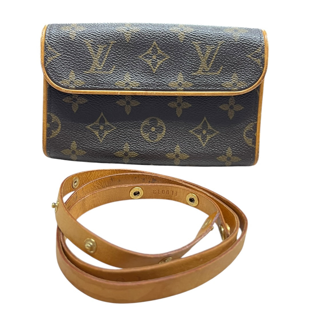 LOUIS VUITTON Monogram Pochette Florentine Pouch Brown Gold Hardware | Authentic Pre-Owned Luxury