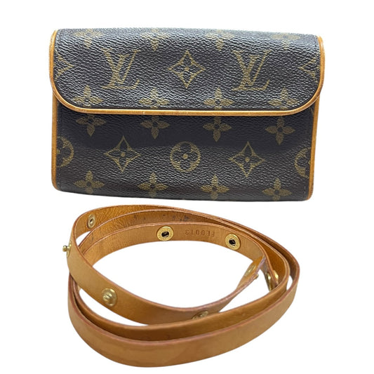 LOUIS VUITTON Monogram Pochette Florentine Pouch Brown Gold Hardware | Authentic Pre-Owned Luxury