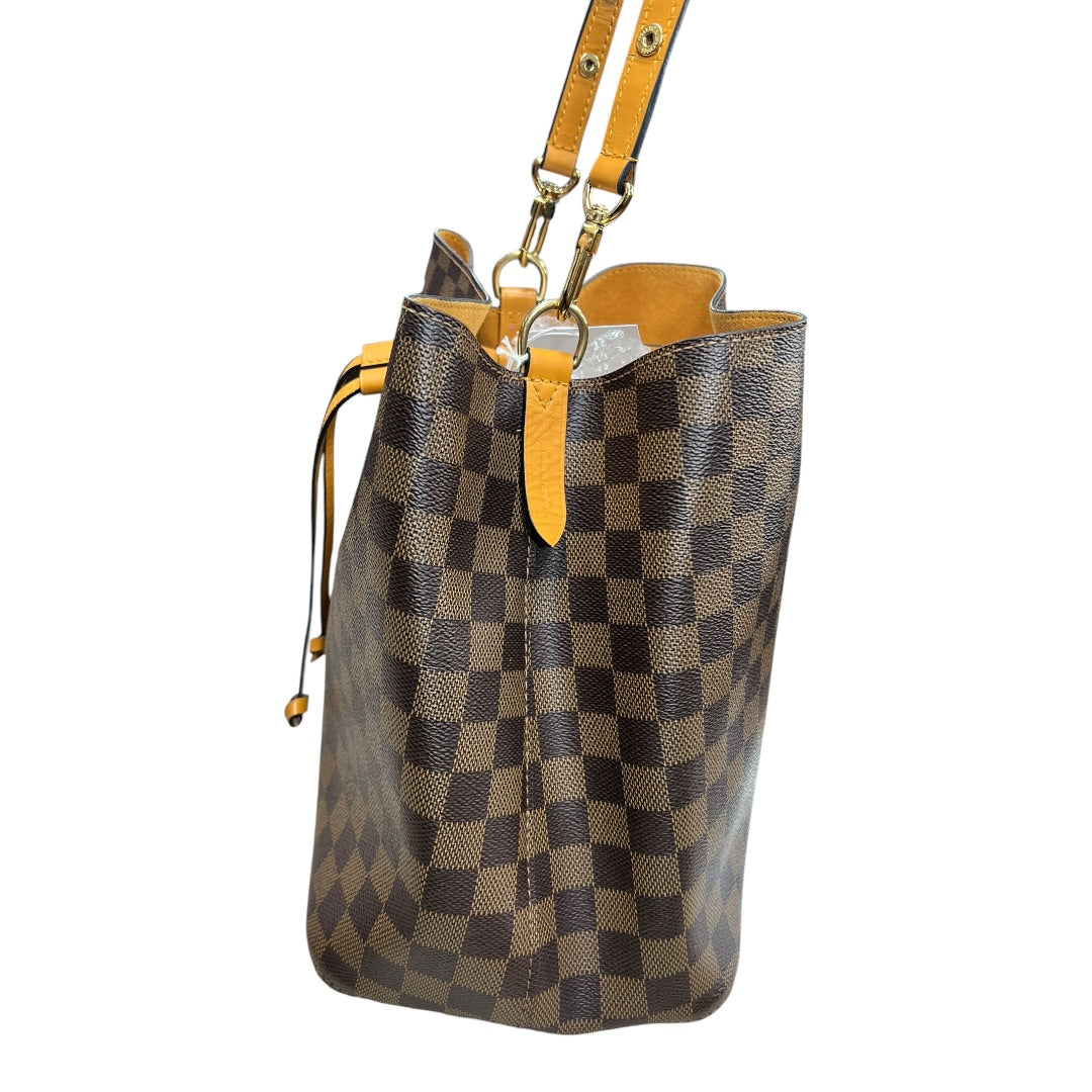 LOUIS VUITTON Damier Ebene NeoNoe BB Bucket Bag Brown Gold Hardware | Authentic Pre-Owned Luxury