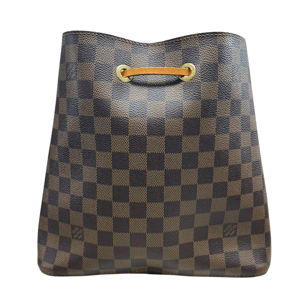 LOUIS VUITTON Damier Ebene NeoNoe BB Bucket Bag Brown Gold Hardware | Authentic Pre-Owned Luxury