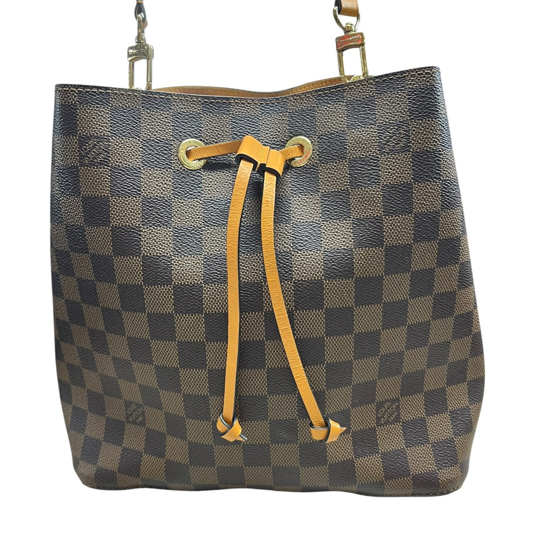 LOUIS VUITTON Damier Ebene NeoNoe BB Bucket Bag Brown Gold Hardware | Authentic Pre-Owned Luxury