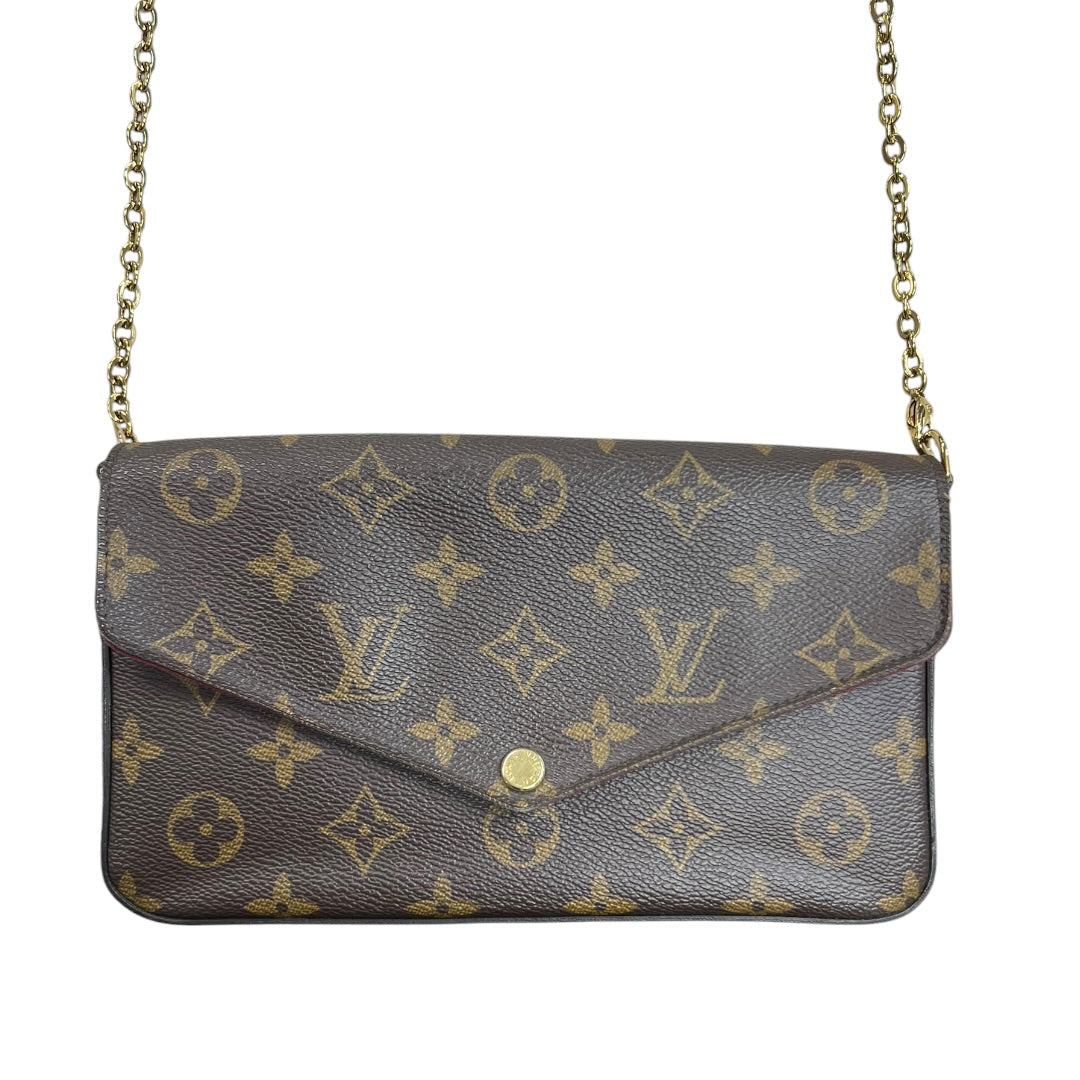 LOUIS VUITTON Monogram Felicie Pochette Chain Wallet Brown Gold Hardware | Authentic Pre-Owned Luxury