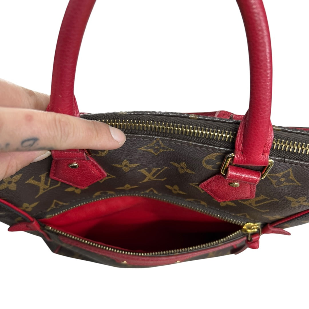 LOUIS VUITTON Monogram Sac Plat Tote Bag Brown/Red Gold Hardware | Authentic Pre-Owned Luxury