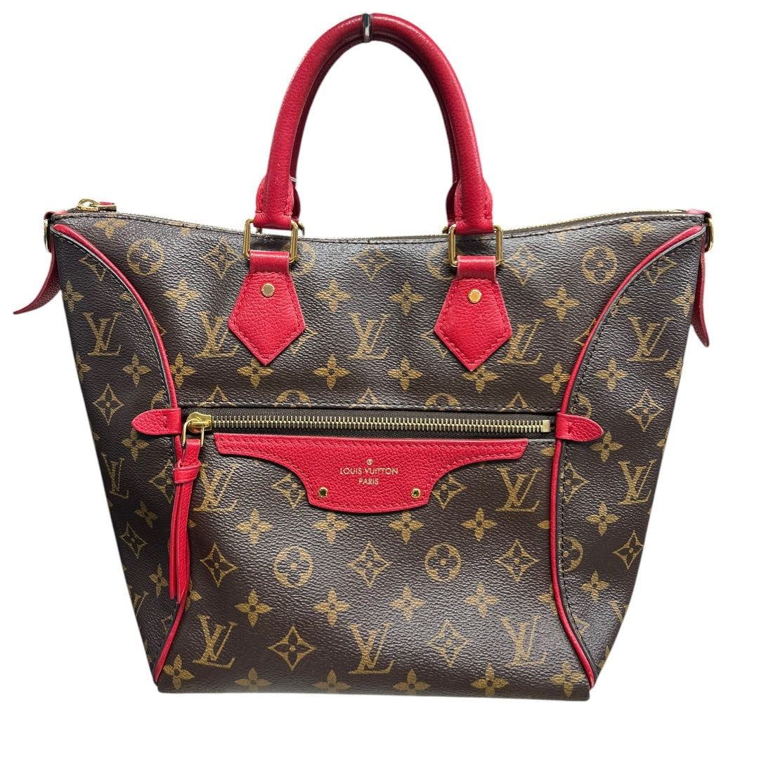 LOUIS VUITTON Monogram Sac Plat Tote Bag Brown/Red Gold Hardware | Authentic Pre-Owned Luxury