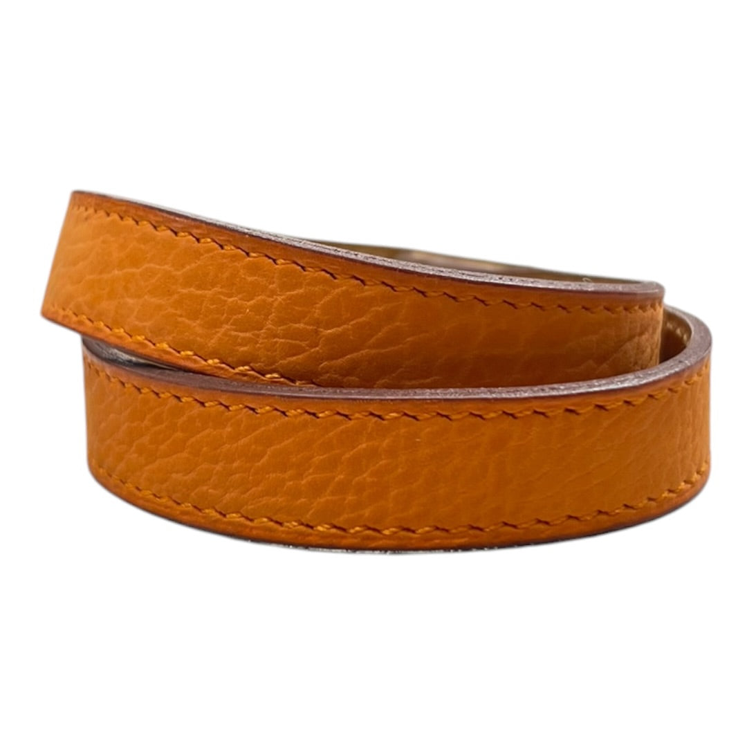 HERMES Kelly Double Tour Bracelet Orange Leather Gold Hardware | Authentic Pre-Owned Luxury