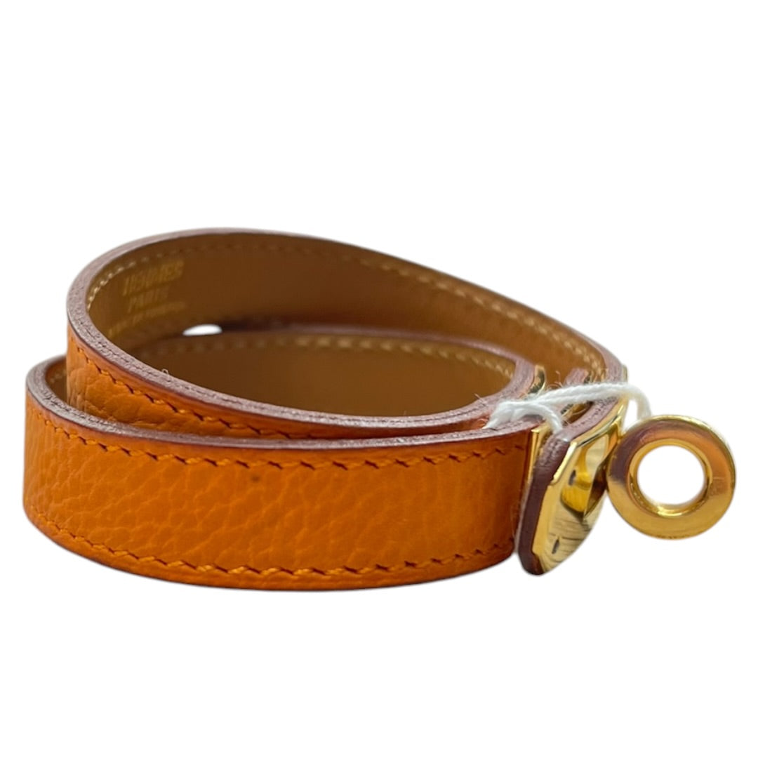 HERMES Kelly Double Tour Bracelet Orange Leather Gold Hardware | Authentic Pre-Owned Luxury