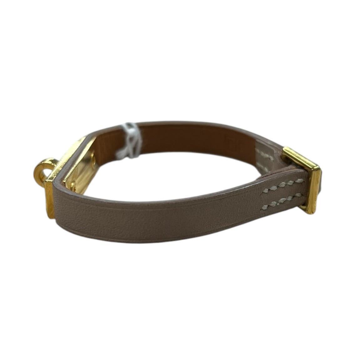 HERMES Kelly Double Tour Bracelet XS Etoupe Leather Gold Hardware | Authentic Pre-Owned Luxury