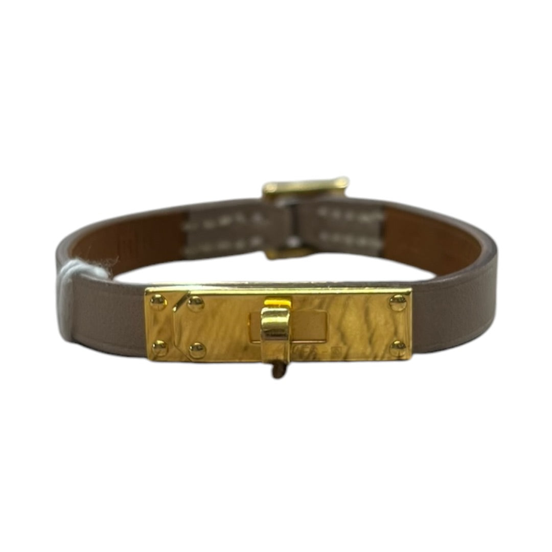 HERMES Kelly Double Tour Bracelet XS Etoupe Leather Gold Hardware | Authentic Pre-Owned Luxury