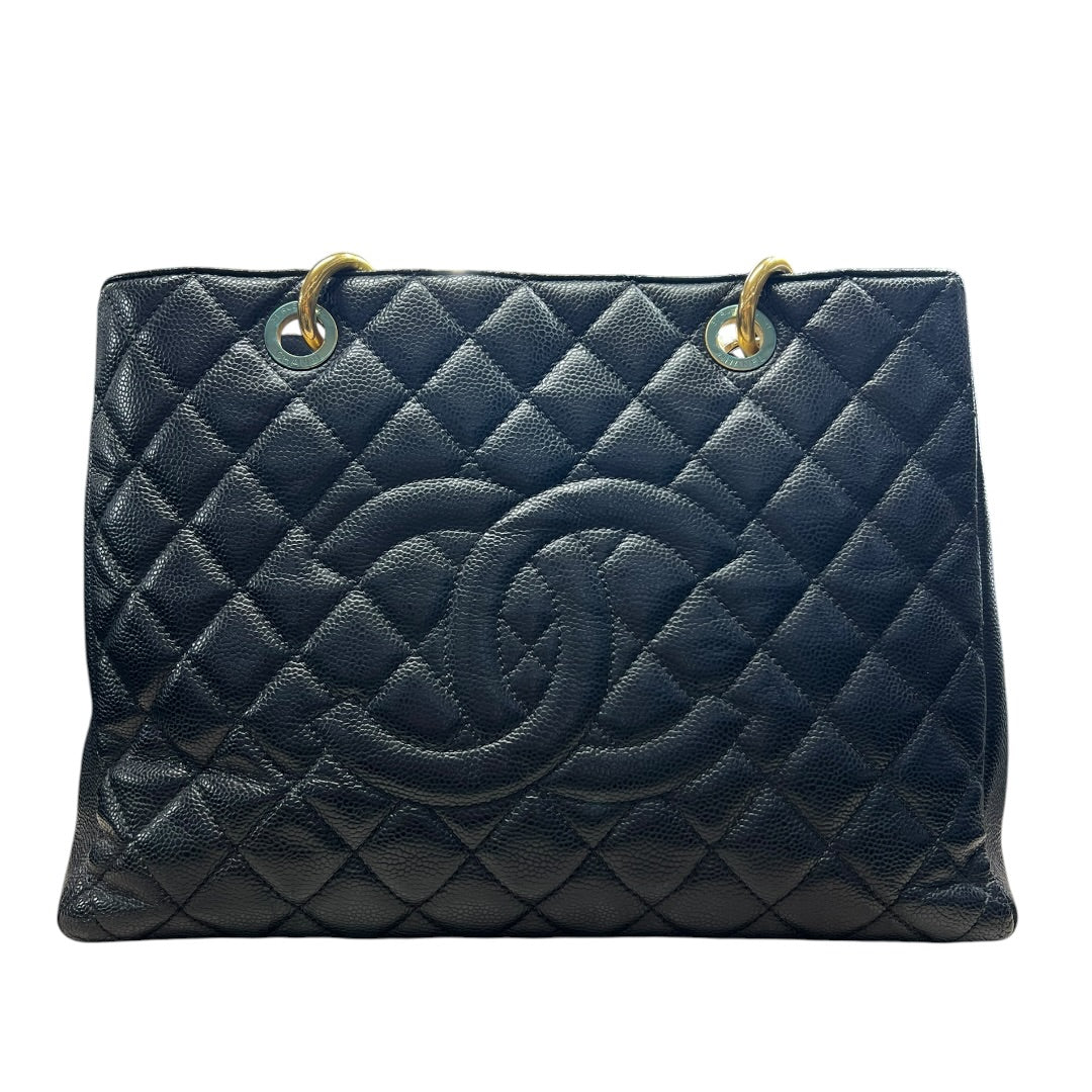 CHANEL Caviar Grand Shopping Tote GST Shoulder Bag Black Gold Hardware | Authentic Pre-Owned Luxury