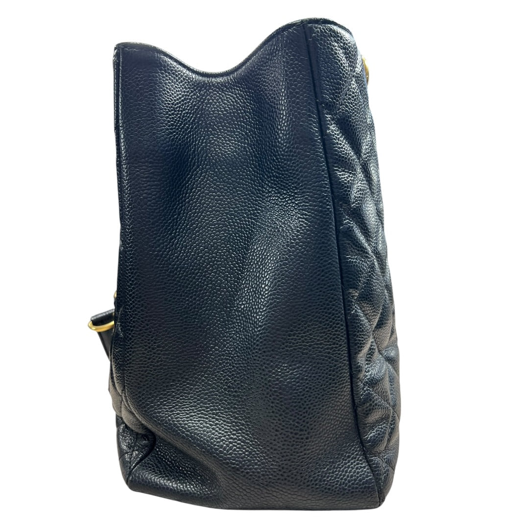 CHANEL Caviar Grand Shopping Tote GST Shoulder Bag Black Gold Hardware | Authentic Pre-Owned Luxury