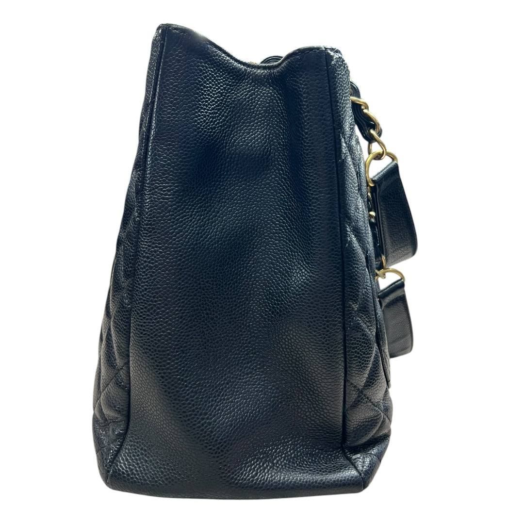 CHANEL Caviar Grand Shopping Tote GST Shoulder Bag Black Gold Hardware | Authentic Pre-Owned Luxury
