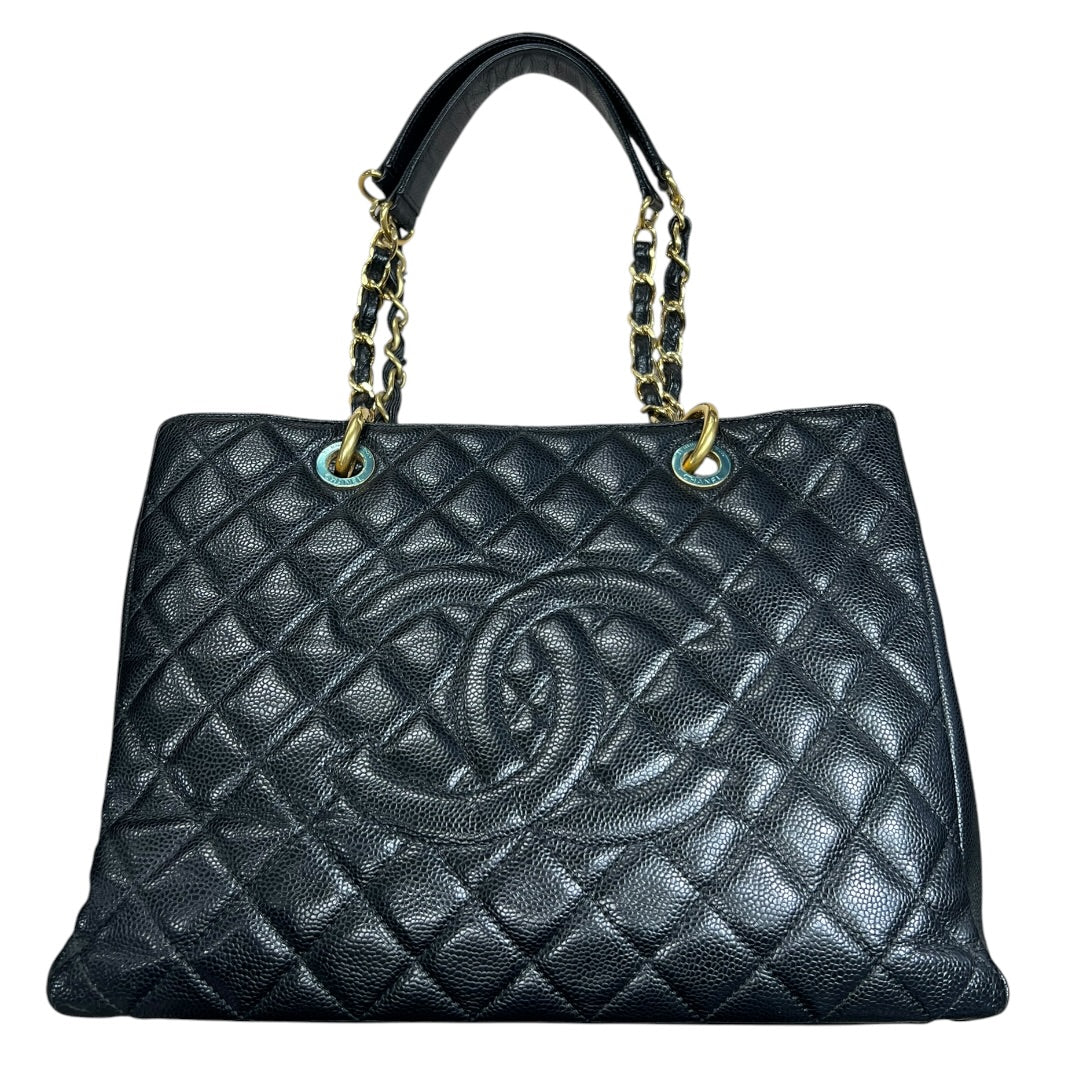 CHANEL Caviar Grand Shopping Tote GST Shoulder Bag Black Gold Hardware | Authentic Pre-Owned Luxury