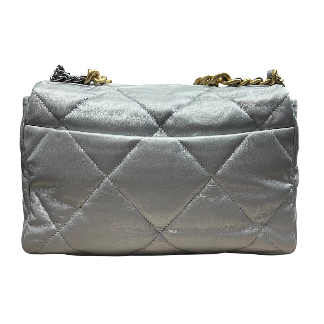 CHANEL 19 Lambskin Small Flap Bag Silver Metallic Mixed Hardware | Authentic Pre-Owned Luxury