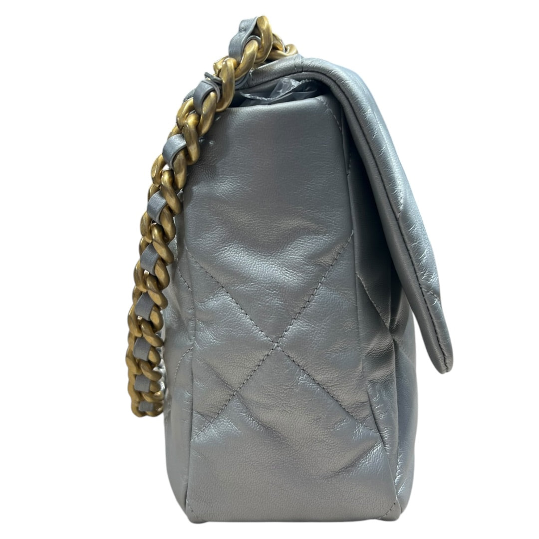 CHANEL 19 Lambskin Small Flap Bag Silver Metallic Mixed Hardware | Authentic Pre-Owned Luxury