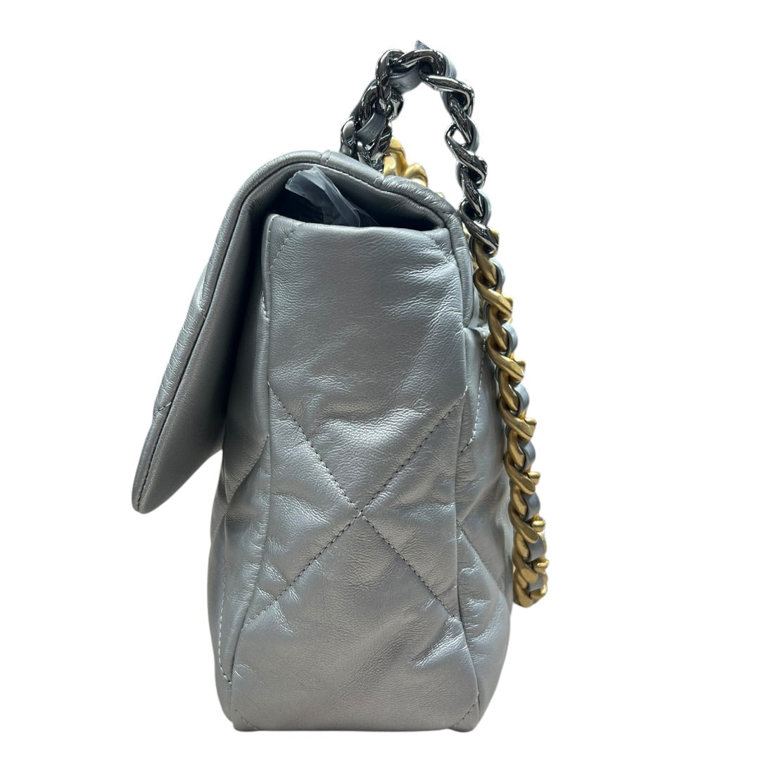 CHANEL 19 Lambskin Small Flap Bag Silver Metallic Mixed Hardware | Authentic Pre-Owned Luxury
