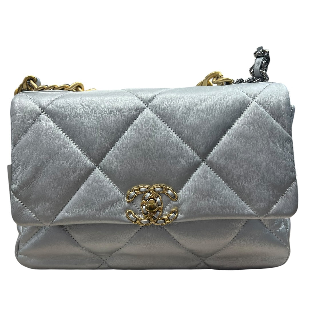 CHANEL 19 Lambskin Small Flap Bag Silver Metallic Mixed Hardware | Authentic Pre-Owned Luxury